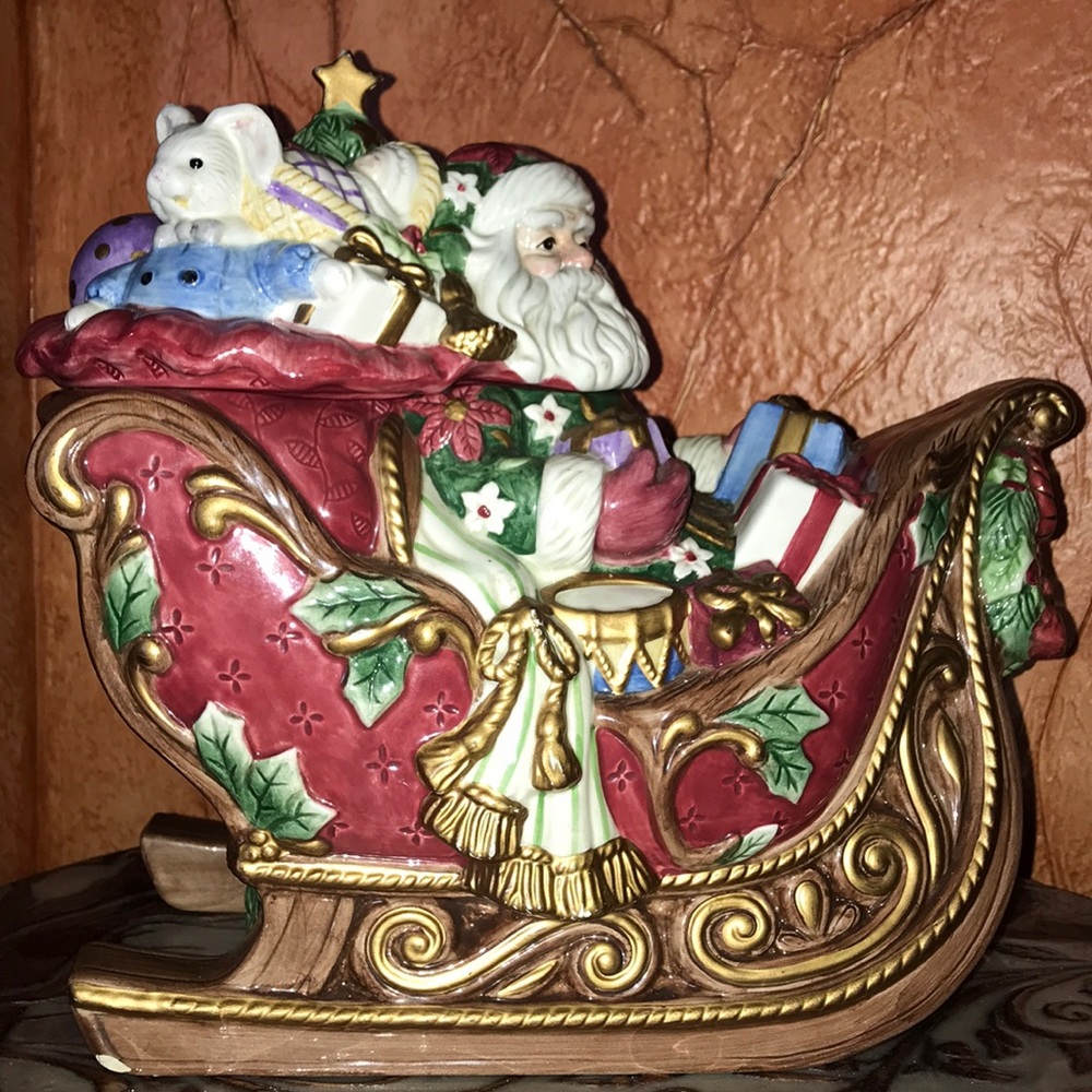 Fitz and Floyd Large Santa’s Sleigh Cookie Jar